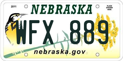 NE license plate WFX889