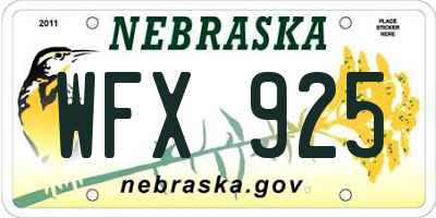 NE license plate WFX925