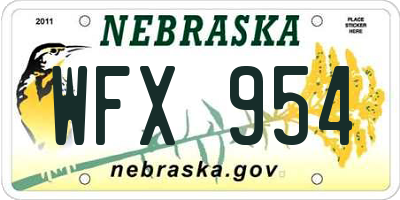 NE license plate WFX954