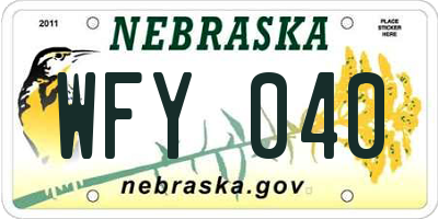 NE license plate WFY040