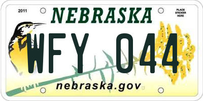 NE license plate WFY044