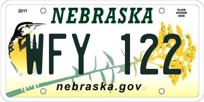 NE license plate WFY122