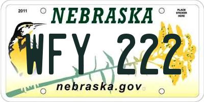 NE license plate WFY222