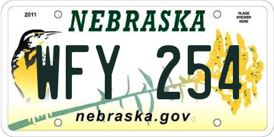 NE license plate WFY254