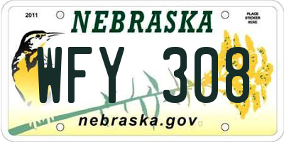 NE license plate WFY308