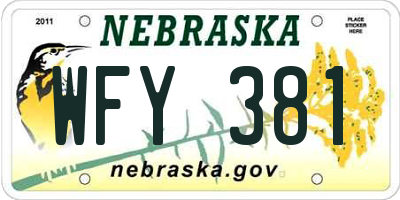NE license plate WFY381