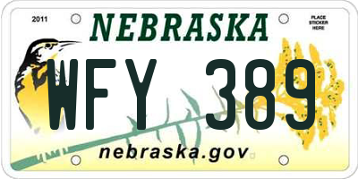 NE license plate WFY389