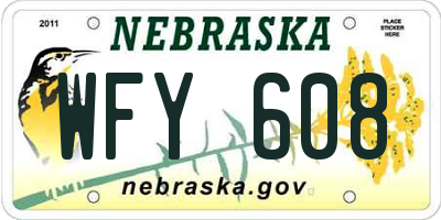NE license plate WFY608