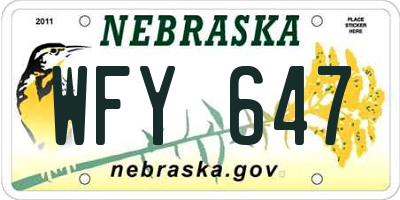 NE license plate WFY647