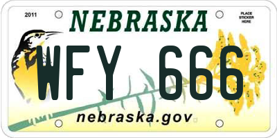 NE license plate WFY666