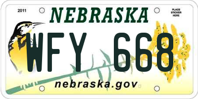 NE license plate WFY668