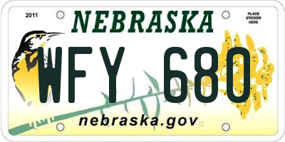 NE license plate WFY680