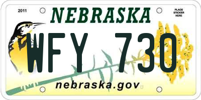 NE license plate WFY730