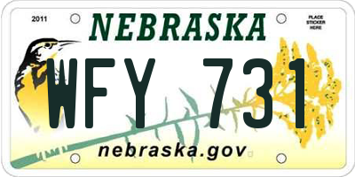NE license plate WFY731