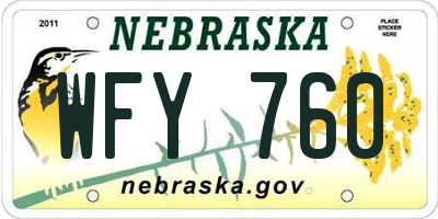NE license plate WFY760