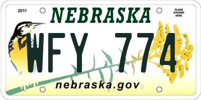 NE license plate WFY774