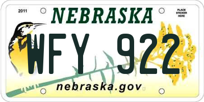 NE license plate WFY922