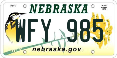 NE license plate WFY985