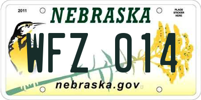 NE license plate WFZ014