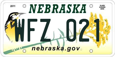 NE license plate WFZ021
