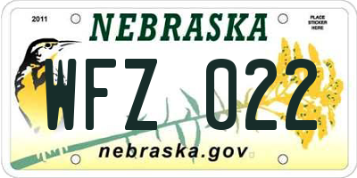 NE license plate WFZ022