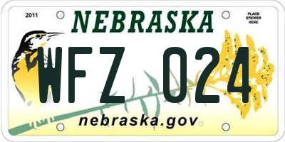 NE license plate WFZ024