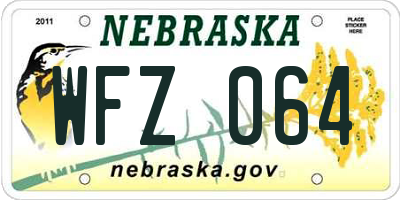 NE license plate WFZ064