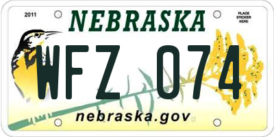 NE license plate WFZ074
