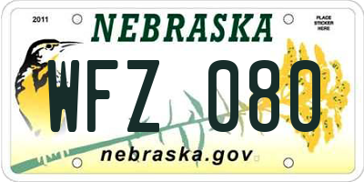 NE license plate WFZ080