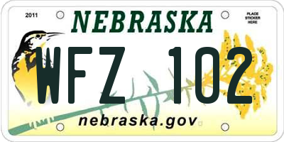 NE license plate WFZ102