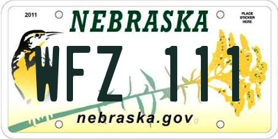 NE license plate WFZ111