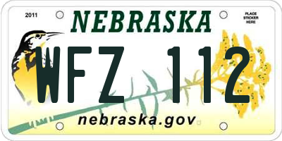 NE license plate WFZ112