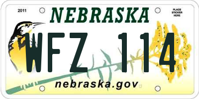 NE license plate WFZ114