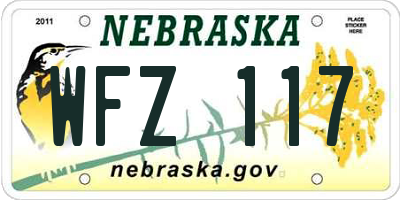NE license plate WFZ117