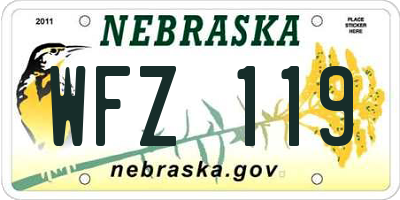 NE license plate WFZ119