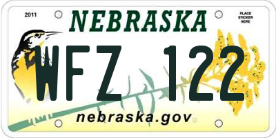 NE license plate WFZ122