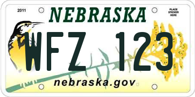 NE license plate WFZ123