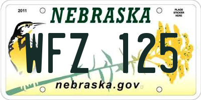 NE license plate WFZ125