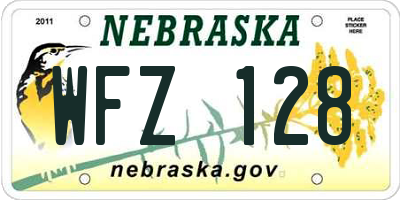 NE license plate WFZ128