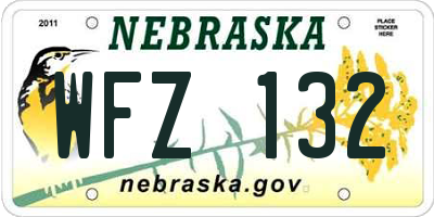 NE license plate WFZ132
