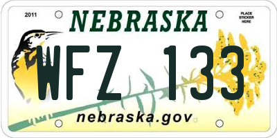 NE license plate WFZ133