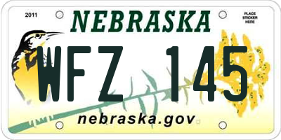 NE license plate WFZ145