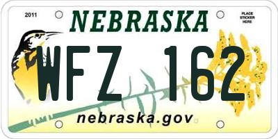 NE license plate WFZ162