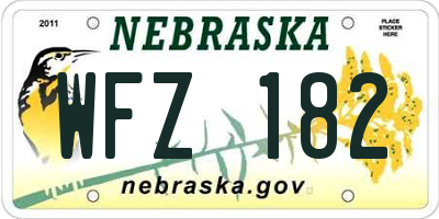 NE license plate WFZ182