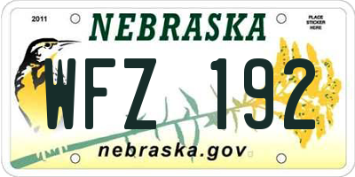 NE license plate WFZ192