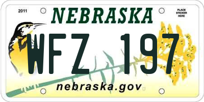 NE license plate WFZ197
