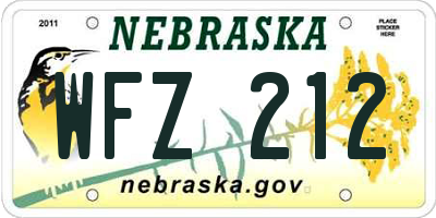 NE license plate WFZ212