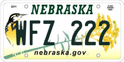 NE license plate WFZ222