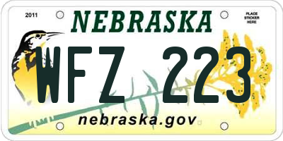 NE license plate WFZ223