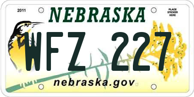 NE license plate WFZ227
